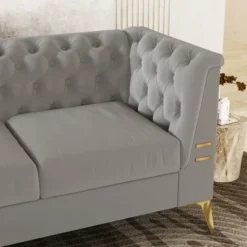 82.7" Chesterfield Sofa, Velvet Upholstered 3 Seater Sofa Couch-ModernLuxe -ModernLuxe GUEST d77cfaa6 c93b 4ed2 b916 b3b61592d168