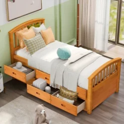 Twin Size Wood Platform Storage Bed With 6 Drawers-ModernLuxe -ModernLuxe GUEST d81ea2b6 86e1 4cbe 80d7 1e79373828b7
