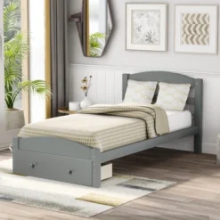 Twin Size Wood Platform Bed Frame With Storage Drawer And Slat Support-ModernLuxe -ModernLuxe GUEST d87cb0c2 9f8e 42f0 af84 bcd251024947