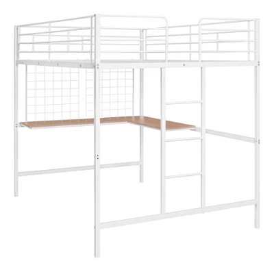 Full Size Metal Loft Bed With Desk And Grid - ModernLuxe 8 Full Size Metal Loft Bed With Desk And Grid - ModernLuxe - Image 6