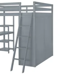 Full/ Twin Size Loft Bed With Wardrobe, Desk And Shelves-ModernLuxe -ModernLuxe GUEST d90f57ce 82c7 4ba8 a60a 869257f392b2