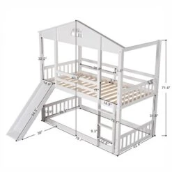 Twin Over Twin House Shaped Bunk Bed With Convertible Slide And Ladder-ModernLuxe -ModernLuxe GUEST d9d412ec a762 4dde 98d2 d7578977e239