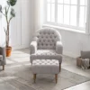 Mid Century Button-Tufted Upholstered Accent Chair Set With Linen Fabric And Ottoman-ModernLuxe 2 Mid Century Button-Tufted Upholstered Accent Chair Set With Linen Fabric And Ottoman-ModernLuxe -ModernLuxe GUEST d9ee5f60 84ca 479f b2a0 7217dfa121e0