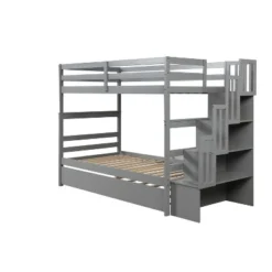 Twin Over Twin Bunk Bed With Trundle, Stairs And Storage Shelves-ModernLuxe -ModernLuxe GUEST da55cb1f d590 4915 8444 b7d8413a4869