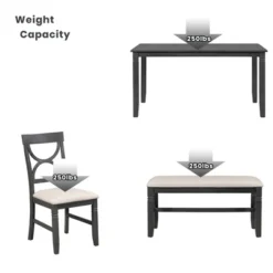 6 PCS Farmhouse Wood Dining Table Set With Table And Upholstered Chairs-ModernLuxe -ModernLuxe GUEST dad54556 9532 4748 8bac c6bcff98a367