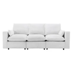 3 Seat Sofa With Removable Cushions And 2 Pillows, Teddy Fabric Upholstered Couch-ModernLuxe -ModernLuxe GUEST db0fa5d9 ac09 4ff9 b32c 87c7484d74bd