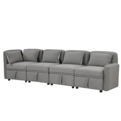 122.8" Minimalist Convertible Modular Sofa, Upholstered Sectional Sofa Couch With 5 Pillows-ModernLuxe -ModernLuxe GUEST db8c769f 873d 402b bea5 b7a0feead322