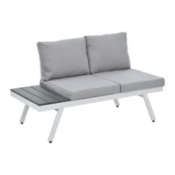 Industrial Aluminum Outdoor Patio Furniture Set Of 5 With End And Coffee Tables, White+Gray - ModernLuxe -ModernLuxe GUEST dbd5d765 77f5 4e71 ae83 8fd949891e54