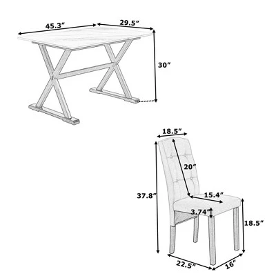5 PCS Wood Dining Table Set With Faux Marble Tabletop And Upholstered Dining Chairs-ModernLuxe 4 5 PCS Wood Dining Table Set With Faux Marble Tabletop And Upholstered Dining Chairs-ModernLuxe - Image 2