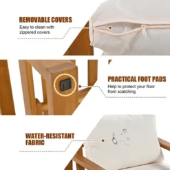 Outdoor Patio Wooden 6-Piece Talking Set With Footrest And Cushion For Backyard, Poolside, Balcony - ModernLuxe -ModernLuxe GUEST dc62c2a4 de39 4d86 8986 54909ee844b5