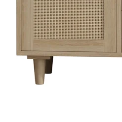 Wooden Cabinet With 4 Drawers And Rattan Decorative Doors, Natural - ModernLuxe -ModernLuxe GUEST dc72da6c 237b 439d 91e6 62615f7e338b