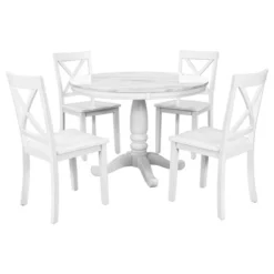 5-Piece Solid Wood Dining Table And Chairs Set, White - ModernLuxe -ModernLuxe GUEST dc7fac4f 8750 44f1 8f52 1ba84e4fdec7