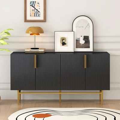 Modern Sideboard, Buffet Cabinet With Metal Handles & Legs-ModernLuxe 4 Modern Sideboard, Buffet Cabinet With Metal Handles & Legs-ModernLuxe - Image 2
