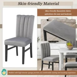 6 PCS Dining Table Set With Marble Veneer Table And 4 Flannelette Upholstered Dining Chairs & Bench-ModernLuxe -ModernLuxe GUEST dce5fa96 5bb1 496b 8d92 5fd729621629