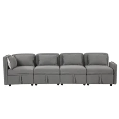 122.8" Minimalist Convertible Modular Sofa, Upholstered Sectional Sofa Couch With 5 Pillows-ModernLuxe -ModernLuxe GUEST dce9fb95 745e 49c9 aade a8aed3acddf8