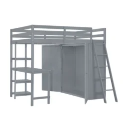 Full/ Twin Size Loft Bed With Wardrobe, Desk And Shelves-ModernLuxe -ModernLuxe GUEST dd90bd92 fe54 403c b295 0b939cd1a7e8