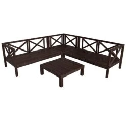 Outdoor Wooden Patio 4-Piece Sectional Sofa Set With Cushions And Table - ModernLuxe -ModernLuxe GUEST ddb93f0b 70b9 43c2 bb2c e9996e13acff