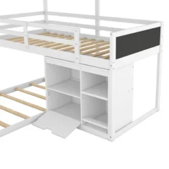Twin Size L-shaped Wood Triple Bunk Bed With Storage Cabinet, Ladder And Blackboard-ModernLuxe -ModernLuxe GUEST ddddd968 28a3 488b b309 eab0d40e0265