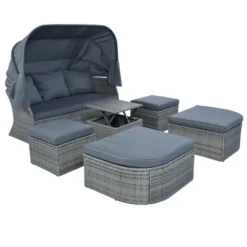 Outdoor Patio Wicker Sunbed Furniture Set With Retractable Canopy - ModernLuxe -ModernLuxe GUEST de2689a3 bed0 4852 b53d 9bdcaae12314
