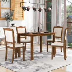 5-Piece Wood Dining Table Set With Upholstered Chairs-ModernLuxe -ModernLuxe GUEST de5cf1af b303 4fac 93db ce3727041d59