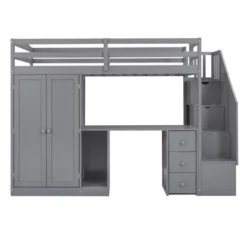 Twin Size Loft Bed With Wardrobe, Staircase, Desk And Storage Drawers - ModernLuxe -ModernLuxe GUEST dee9d9f4 3fb5 498b 92c3 015cb381a0ed