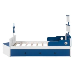 Twin Size Boat-Shaped Platform Bed With Trundle Bed And Storage Footboard-ModernLuxe -ModernLuxe GUEST dfa8b637 1d5c 4148 86e1 2cf33a7a196a