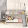 Twin Over Twin Metal Bunk Bed House Bed With Slide And Staircase-ModernLuxe 2 Twin Over Twin Metal Bunk Bed House Bed With Slide And Staircase-ModernLuxe -ModernLuxe GUEST e04141b8 ed60 47d8 a92a 701d292fa3f8