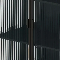 61.61" High Contemporary Glass Door Cabinet With Two Levels Of Storage, Black - ModernLuxe -ModernLuxe GUEST e062a704 f930 421f 91c8 085498837cac