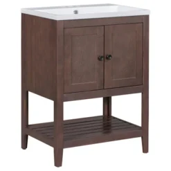 24" Modern Stylish Bathroom Vanity With Porcelain Sink And Open Shelves - ModernLuxe -ModernLuxe GUEST e0e371f5 c8dc 48d8 a0df 50fad508c360
