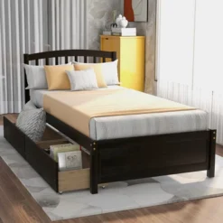 Twin Wood Platform Storage Bed Frame With Headboard And Two Drawers-ModernLuxe -ModernLuxe GUEST e121940a 045c 40e1 85f4 d31c1e0f1e20