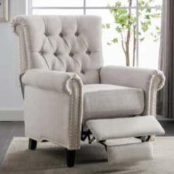 Push Back Linen Tufted Recliner Armchair - ModernLuxe -ModernLuxe GUEST e15294e9 857a 48fb 8b46 228be6e634df