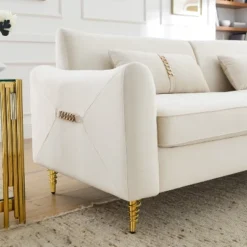 80.3" Modern Velvet Tufted Sofa With 2 Pillows And Gold Legs - ModernLuxe -ModernLuxe GUEST e159de02 1596 4513 8854 bc5f2077d03f