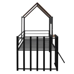 Metal Twin Size Loft Bed With Roof, Windows, Railing And Ladder - ModernLuxe -ModernLuxe GUEST e1a2a638 538f 461f b1dc adac40e99ea6