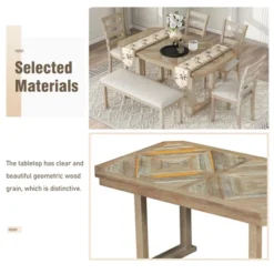 6 PCS Rubber Wood Dining Table Set With Beautiful Wood Grain Veneer Tabletop And Soft Cushion-ModernLuxe -ModernLuxe GUEST e1f32eb9 25b8 447a b63c 301f01d26122