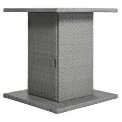 5-Piece Patio Rattan Dining Table Set , Counter Height PE Wicker Square Table Set With Storage Shelf And 4 Padded Stools, Gray-ModernLuxe 18 5-Piece Patio Rattan Dining Table Set , Counter Height PE Wicker Square Table Set With Storage Shelf And 4 Padded Stools, Gray-ModernLuxe -ModernLuxe GUEST e208daec 52b9 410c 82fa 7c4e46387958