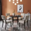 5-Piece Kitchen Dining Table Set Round Table With Bottom Shelf And 4 Upholstered Chairs, Espresso+Beige-ModernLuxe -ModernLuxe GUEST e2a17a8f 69c0 4e59 8fb9 f7556a04be71