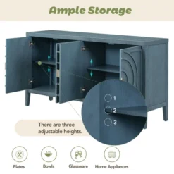 Retro 60" Sideboard With Circular Groove Design And Round Metal Handle-ModernLuxe -ModernLuxe GUEST e2cc5a0d a9ee 4713 841c dc9fc3871b84