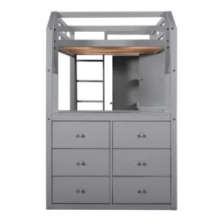 Twin Size Loft Bed With Wardrobe, Drawers And Desk With Shelves - ModernLuxe -ModernLuxe GUEST e3371af7 f5d7 43f8 b21b d61088edb8bb