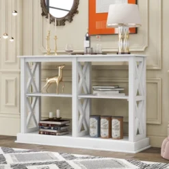 Accent Console Table With 3-Tier Open Storage Spaces-ModernLuxe -ModernLuxe GUEST e3618d1a 31b7 466c aaa1 f0af95ee18ff