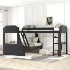 L-Shaped Twin Over Full Bunk Bed And Twin Loft Bed With Desk-ModernLuxe