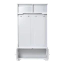 3-in-1 Design Hall Tree Entryway Bench With Shelves Cabinet And Four Hooks-ModernLuxe -ModernLuxe GUEST e45f1e55 ebfb 4e53 ae40 4179102dee7b