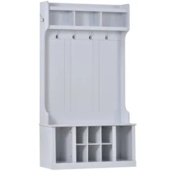 39.4" 3-in-1 Design Hall Tree With 6 Hooks, Coat Hanger And Entryway Storage Bench - ModernLuxe -ModernLuxe GUEST e479f8c5 6fba 4687 b456 2509d09df2b2
