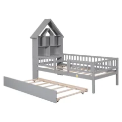 Twin Size House-Shaped Headboard Platform Bed With Barrier Rail And Trundle - ModernLuxe -ModernLuxe GUEST e5636b12 90a1 4a93 b6e9 c93eed890cc0