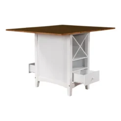 Farmhouse 5-Piece Dining Table Set With Drop Leaf, Wine Rack And Drawers-ModernLuxe -ModernLuxe GUEST e5e8c248 5f8b 4fba 84ca 3df5459fe200