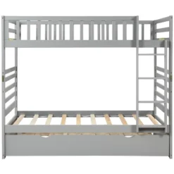 Twin Over Twin Wood Bunk Bed With Safety Rail And Movable Trundle-ModernLuxe -ModernLuxe GUEST e64df2bd 89ba 45b9 8bf7 5eafee0d7725