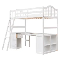 Twin Size Wooden Loft Bed With Drawers, Cabinet, Shelves And Desk-ModernLuxe 22 Twin Size Wooden Loft Bed With Drawers, Cabinet, Shelves And Desk-ModernLuxe -ModernLuxe GUEST e671a7f9 1d12 4868 9f67 76f674e7e9a0