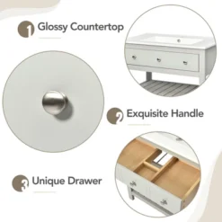 30" Bathroom Vanity With Ceramic Basin Sink, Drawer And 2-Tier Storage Shelf, Gray - ModernLuxe 16 30" Bathroom Vanity With Ceramic Basin Sink, Drawer And 2-Tier Storage Shelf, Gray - ModernLuxe -ModernLuxe GUEST e7a03145 6c6f 48eb a15f ee9ab56ffebc