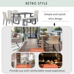 6 PCS Wood Dining Table Set With Retro-Style Table And Upholstered Chairs-ModernLuxe -ModernLuxe GUEST e7a83bf7 7b8c 473f a08d 296f5b672336