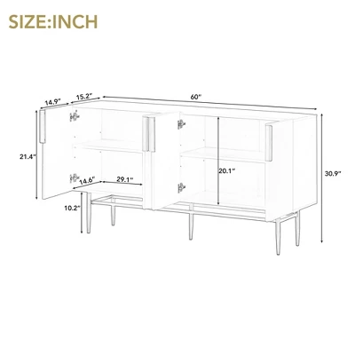 Modern Sideboard, Buffet Cabinet With Metal Handles & Legs-ModernLuxe 5 Modern Sideboard, Buffet Cabinet With Metal Handles & Legs-ModernLuxe - Image 3