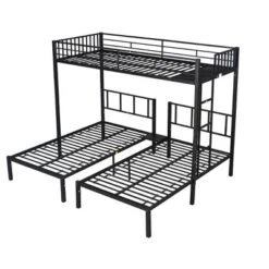 Twin Over Twin Metal Triple Bunk Bed With Ladder-ModernLuxe -ModernLuxe GUEST e950b4b8 1578 4a32 80fd 9c1dcef22ba5